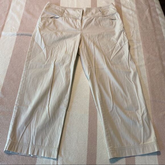 Cabi Beige Striped Cropped Pants, #477, Size 2 - Picture 1 of 10